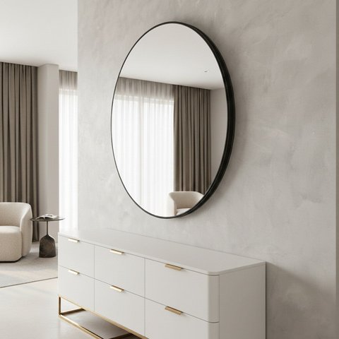 Espelho Corino 100cm X 100cm Redondo Cairo