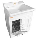 Ver imagem 3 de Gabinete Tanque 50 Litros Cinza Área de Serviço Organizador Lavanderia Roupa Calçado