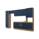 Ver imagem 2 de Cozinha Modulada Celeste Kappesberg 100% Mdf Nogueira/azul 360cm