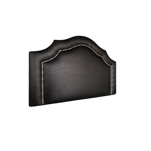 Cabeceira Solteiro Provençal Corino Preto Deluxe Tacha Prata