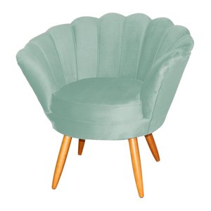 Poltrona Decorativa Pétala De Flor Sala veludo azul tiffany Esmalteria Salão Escritório Dalaqua Deco