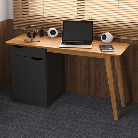 Escrivaninha Otto 1 Porta 1 Gaveta MDF 135cm Preto Acetinado Casah