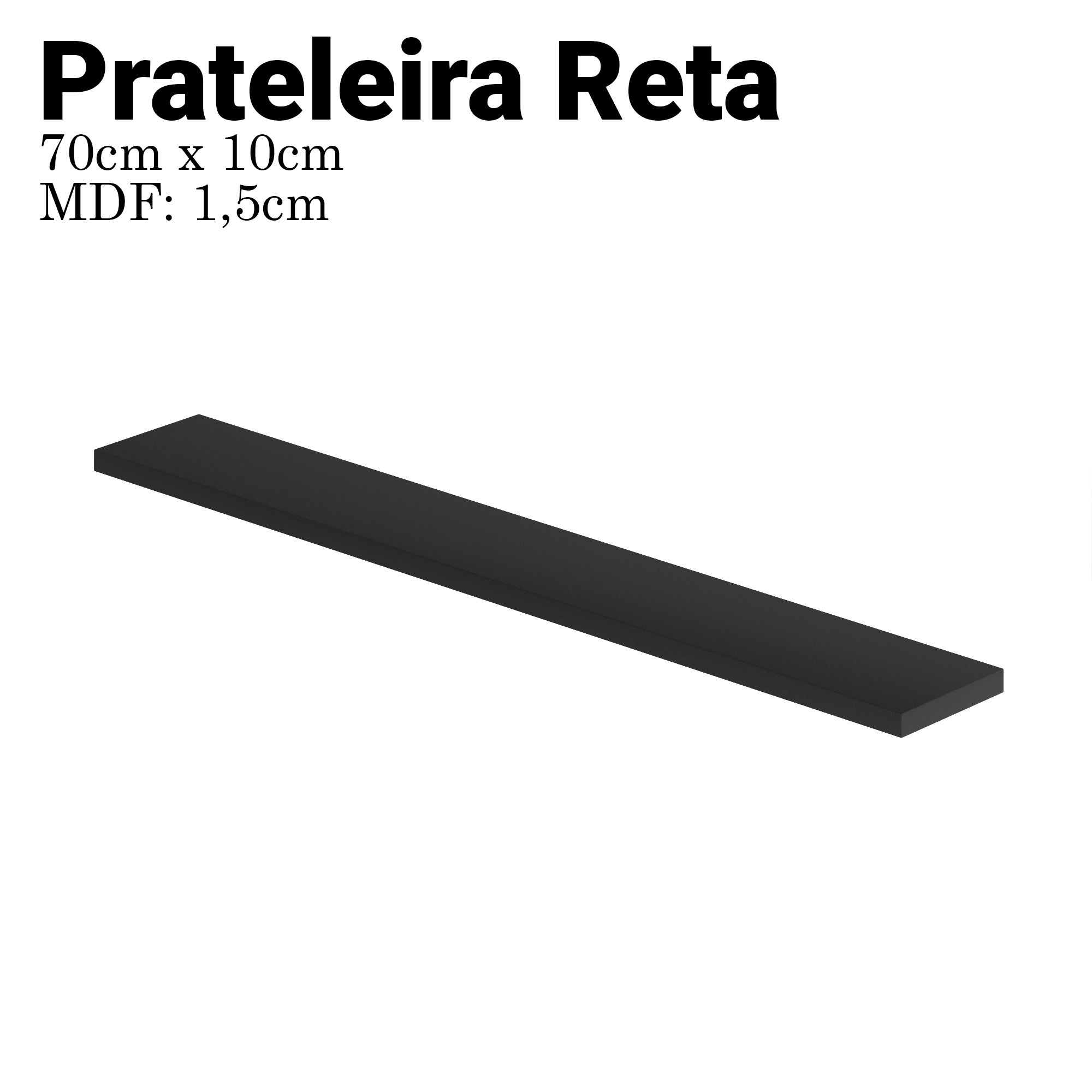 Jogo de Prateleiras Mdf com 3 Unidades Tamanhos Variados Preto - 2