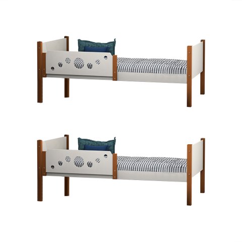 Kit 2 Camas Solteiro Star - Branco/mel - Divaloto Móveis