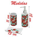 Ver imagem 2 de Jogo de Banheiro de Natal com Flores Cerâmica 3 Peças