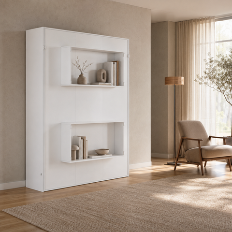 Cama Articulada Casal Vertical com 2 Nichos CV1140 140cm Branco - Art In Móveis