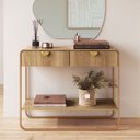 Ver imagem 1 de Aparador 2 Gavetas 100cm Orgânico Pé Metal Luna Bege/Hanover/Dourado
