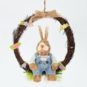 Ver imagem 1 de Guirlanda Coelho de Páscoa Enfeite Decorativo em Palha 28cm