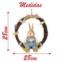 Ver imagem 2 de Guirlanda Coelho de Páscoa Enfeite Decorativo em Palha 28cm