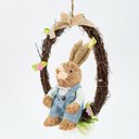 Ver imagem 3 de Guirlanda Coelho de Páscoa Enfeite Decorativo em Palha 28cm