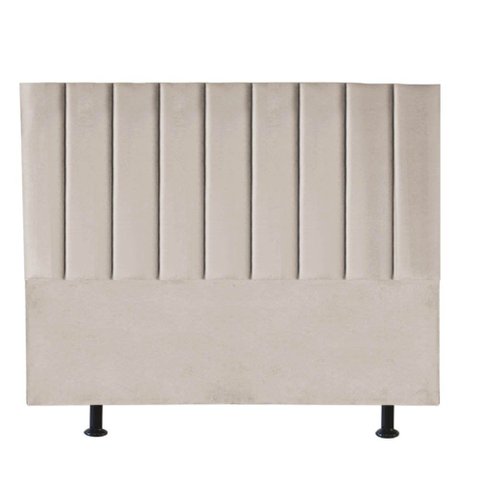 Cabeceira Carla Almofada Cama Box Casal 1,40cm Suede Bege
