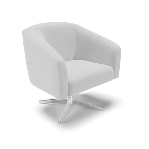 Cadeira Sala de Jantar Giratória Base Cromada Stella Linho D03 - D'Rossi Cor Cinza