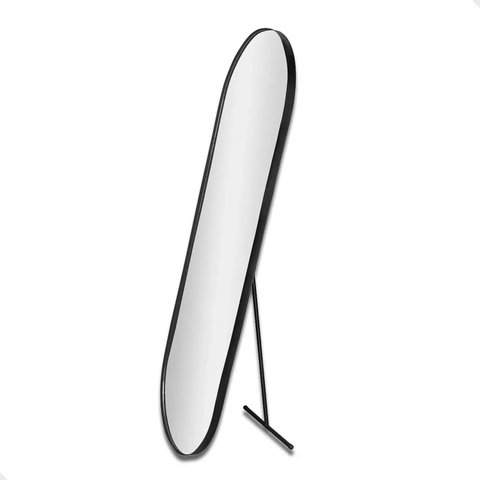 Espelho Orgânico Pílula 36x146cm com Suporte de Chão Decorativo Sala Banheiro Quarto