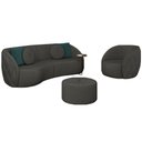 Ver imagem 1 de Conjunto Decorativo Sofá 288cm e Poltrona Clarke com Puff Round Veludo Cinza - Gran Belo