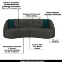 Ver imagem 4 de Conjunto Decorativo Sofá 288cm e Poltrona Clarke com Puff Round Veludo Cinza - Gran Belo