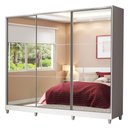 Ver imagem 2 de Guarda-Roupa Casal 100% MDF Madesa Royale 3 Portas de Correr de Espelho com Pés Branco Cor:Branco