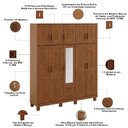 Ver imagem 5 de Guarda Roupa Casal com Espelho 10 Portas Aplique 2 Gavetas Madeira Maciça Lorie F06 Castanho - Lyam