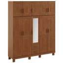 Ver imagem 2 de Guarda Roupa Casal com Espelho 10 Portas Aplique 2 Gavetas Madeira Maciça Lorie F06 Castanho - Lyam