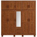 Ver mais imagens de Guarda Roupa Casal com Espelho 10 Portas Aplique 2 Gavetas Madeira Maciça Lorie F06 Castanho - Lyam
