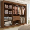 Ver imagem 3 de Guarda-roupa Casal Harvard 3 Portas 2 Gavetas com Espelho 100% Mdf Off White/nogueira - Panorama Móv