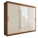 Ver imagem 3 de Guarda-roupa Casal Harvard 3 Portas 2 Gavetas com Espelho 100% Mdf Off White/nogueira - Panorama Móv