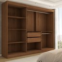 Ver imagem 5 de Guarda-roupa Casal Harvard 3 Portas 2 Gavetas com Espelho 100% Mdf Off White/nogueira - Panorama Móv