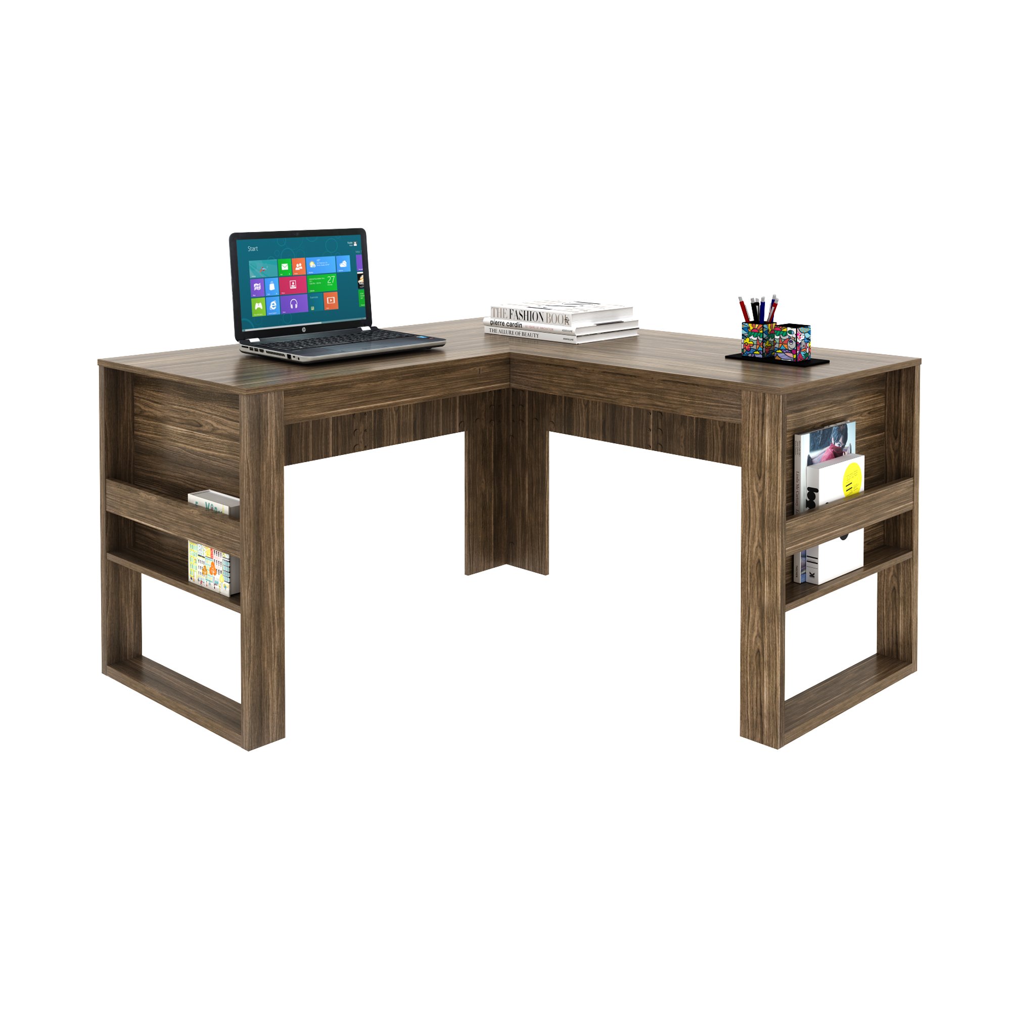 Mesa para Escritório 136cm em L com Detalhe Ripado ME4145 - 7