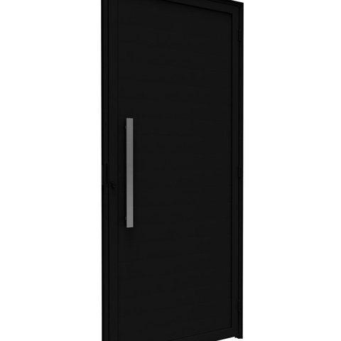 Porta de Alumínio de Giro Lambri 215x95cm com Puxador de 60cm Lucasa Ideale Abertura Direita Preto