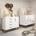 Ver imagem 1 de Kit Quarto Bebê Berço Americano 2 em 1 Comoda Sapateira Isis Branco Fsco Infantil Pés Retrô Reller