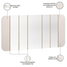 Espelho Decorativo para Sala de Jantar 152cm Verbena N01 Off White Ypê - Lyam Decor - 5