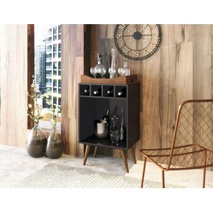 Aparador Decorativo Bar Pub com Bandeja Preto/madeira