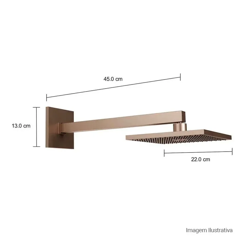 Chuveiro com Tubo de Parede Quadrado Gold 1992.d.ct.gld Deca - 2
