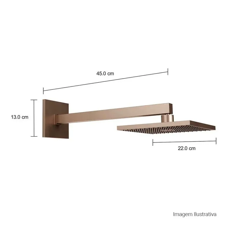 Ver imagem 2 de Chuveiro com Tubo de Parede Quadrado Gold 1992.d.ct.gld Deca