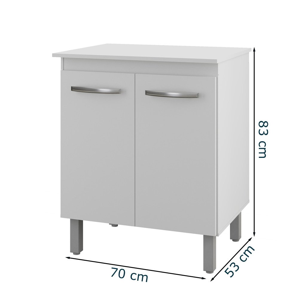 Balcao Multiuso C/ Tampo 70 Cm 2p Serena Branco Mobbs - 3