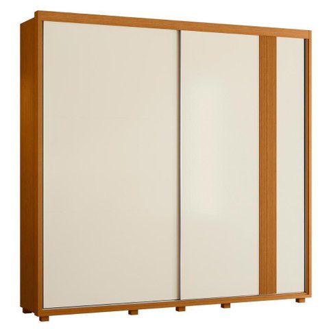 Guarda Roupa Casal Acácia 2 Portas de Correr 4 Gavetas Cinamomo-Off White-Salvia