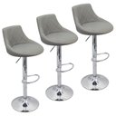 Ver imagem 1 de Kit 3 Banquetas Milano Carmel Estofada Giratória C/ Regulagem - Cinza