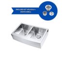 Ver imagem 1 de Kit Cuba Dupla Sa202 + Válvula com Cesto Aço Inox