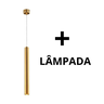 Lustre Luminária Pendente Tubo Tubeto Dourado Brilhante 40cm + Lâmpada de Led Inl69 - 1