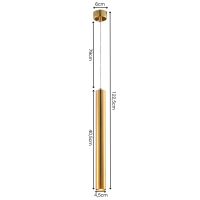 Pendente Tubo Tubeto Dourado Lustre Sala Cozinha Ilha Quarto 4cmx40cm Lâmpada Led Inclusa Inl69 - 3