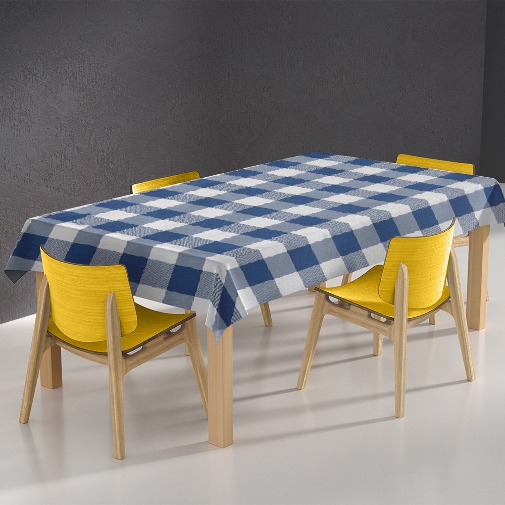 Toalha de Mesa Térmica Pvc Xadrez Jantar Cozinha 1,40 X 2,20 Id Decor Xadrez Azul - 4