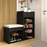 Sapateira Com Banco Hall De Entrada Porta Sapatos Moderna:Preto - 1