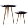 Kit 2 Mesa Redonda Lateral Canto Apoio Sala Quarto 44 e 68cm Preto - 1