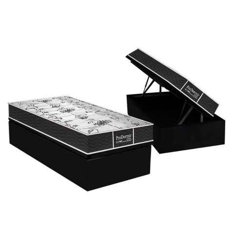 Cama Box Baú Solteiro: Colchão Molas Bonnel Probel Prolastic ProDormir Sleep + Base CRC Courano