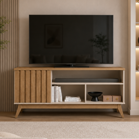 Rack para TV até 50 Polegadas Moderno Malbec Wood - Off/Nature