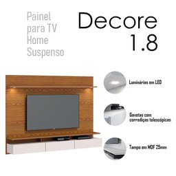 Painel para Tv Home Suspenso Ambiente Decore 1.8 Freijó Off White - Imcal - 4