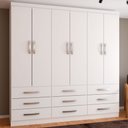 Ver imagem 1 de Guarda-Roupa Casal Piemonte 6 Portas 9 Gavetas Branco - Panorama Móveis