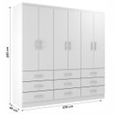 Ver imagem 4 de Guarda-Roupa Casal Piemonte 6 Portas 9 Gavetas Branco - Panorama Móveis