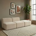 Ver imagem 1 de Sofá Modular Boucle Kit 3 Módulos 2 Meios e Chaise Espuma Premium Sala a Vácuo 2,31m - Marfim