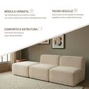 Ver imagem 2 de Sofá Modular Boucle Kit 3 Módulos 2 Meios e Chaise Espuma Premium Sala a Vácuo 2,31m - Marfim