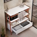 Ver imagem 3 de Armário Multiuso Gabinete Banheiro Industrial 1 Gaveta Thor Branco Cedro com Bronze - Rede Móveis